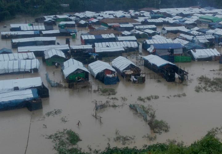 Rohingya refugee camp flooded by monsoon