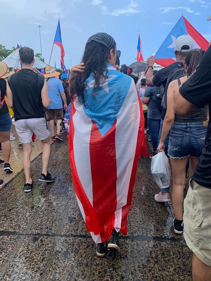 Woman wearing the Puerto Rican flag