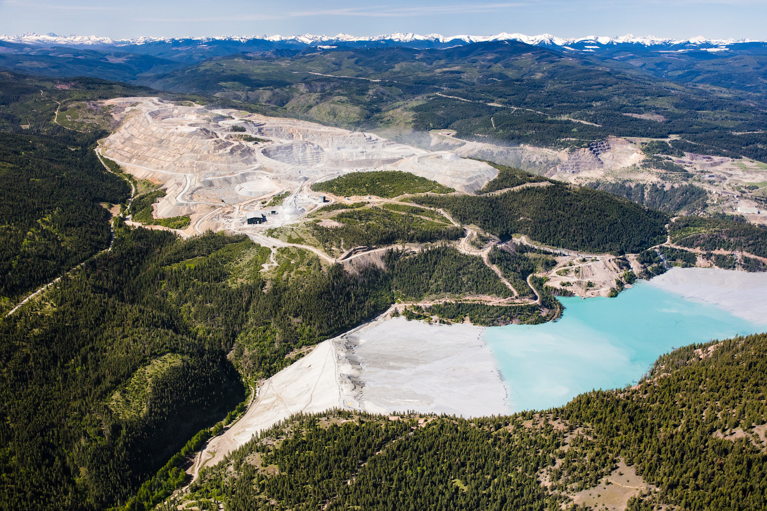 Above: Copper Mountain mine in British Columbia, looking south toward the United States border. Similar mining projects have been proposed for an area in Washington's Methow Valley. Photo by Benjamin Drummond / Methow Headwaters Campaign. Aerial support by LightHawk