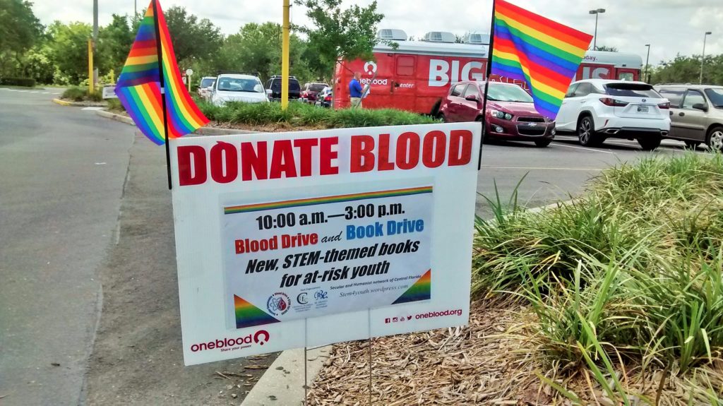 Be. Orlando June BBN Photo of the month OneBlood blood drive/ Pulse, rainbow flags