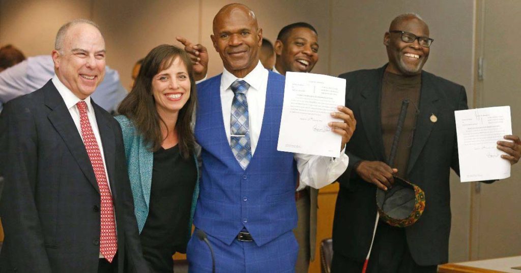 Dennis Allen and Stanley Mosey, exonerees of wrongful conviction after 15 years in prison